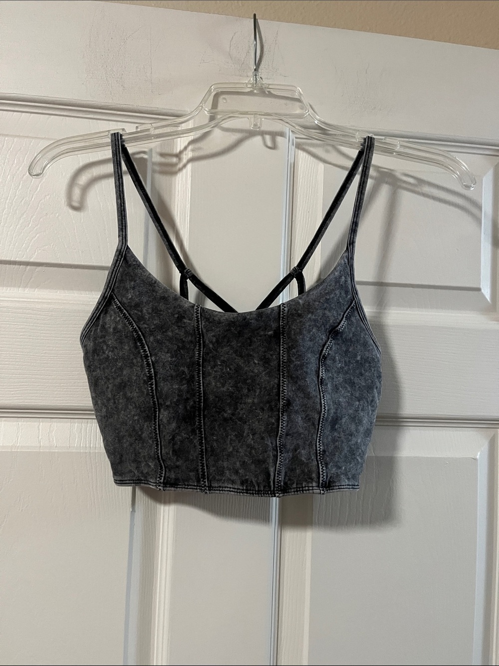 Forever 21 Washed Black Strappy Crop Cami